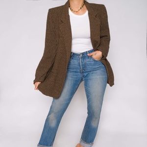 Neutral Brown Houndstooth Blazer